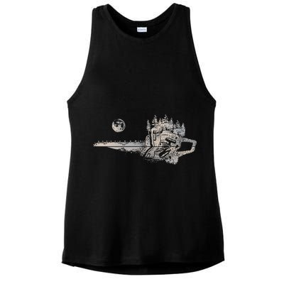 Chainsaw Woodworker Men Lumberjack Arborist Chainsaw Ladies PosiCharge Tri-Blend Wicking Tank