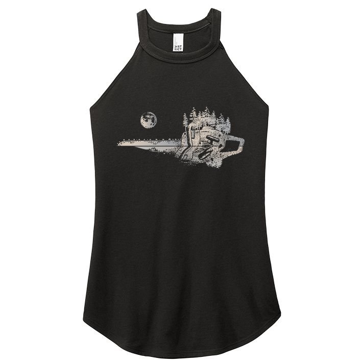 Chainsaw Woodworker Men Lumberjack Arborist Chainsaw Women's Perfect Tri Rocker Tank
