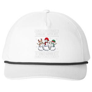 Chillin With My Snowmies Funny Ugly Christmas Pajama Xmas Snapback Five-Panel Rope Hat