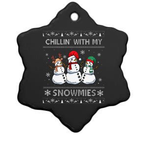 Chillin With My Snowmies Funny Ugly Christmas Pajama Xmas Ceramic Star Ornament