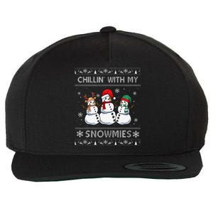 Chillin With My Snowmies Funny Ugly Christmas Pajama Xmas Wool Snapback Cap