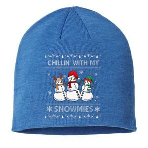 Chillin With My Snowmies Funny Ugly Christmas Pajama Xmas Sustainable Beanie