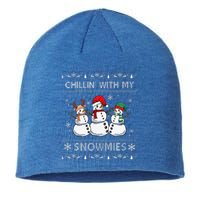 Chillin With My Snowmies Funny Ugly Christmas Pajama Xmas Sustainable Beanie