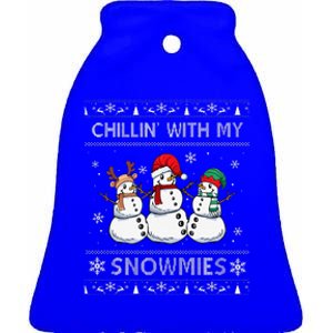 Chillin With My Snowmies Funny Ugly Christmas Pajama Xmas Ceramic Bell Ornament