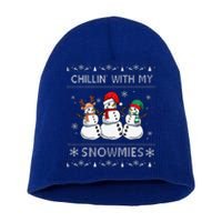 Chillin With My Snowmies Funny Ugly Christmas Pajama Xmas Short Acrylic Beanie