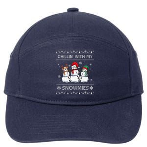 Chillin With My Snowmies Funny Ugly Christmas Pajama Xmas 7-Panel Snapback Hat