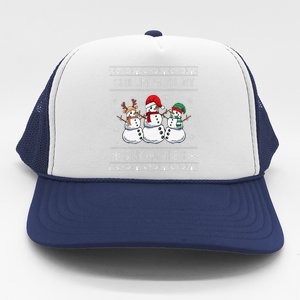 Chillin With My Snowmies Funny Ugly Christmas Pajama Xmas Trucker Hat