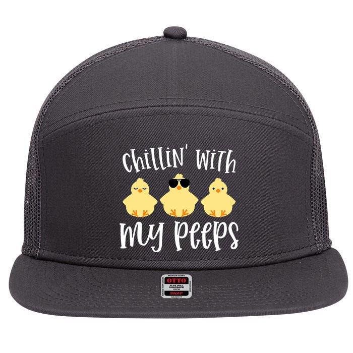 Chillin With My Peeps Cute 7 Panel Mesh Trucker Snapback Hat
