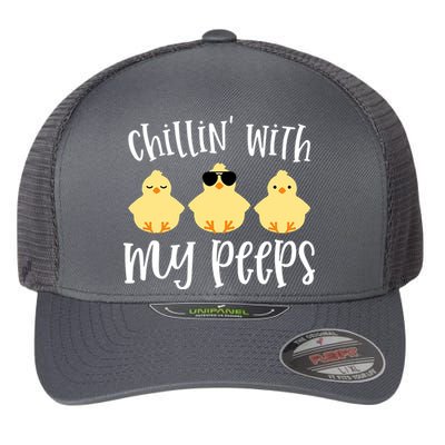 Chillin With My Peeps Cute Flexfit Unipanel Trucker Cap