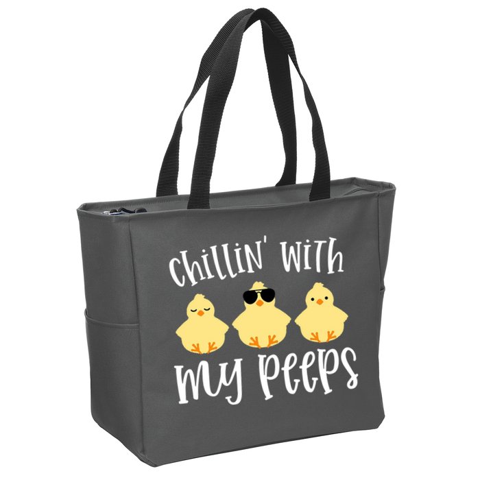 Chillin With My Peeps Cute Zip Tote Bag
