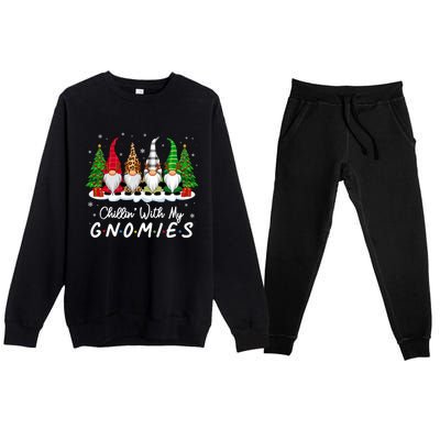 Chillin With My Gnomies Funny Christmas Family Friend Gnomes Premium Crewneck Sweatsuit Set