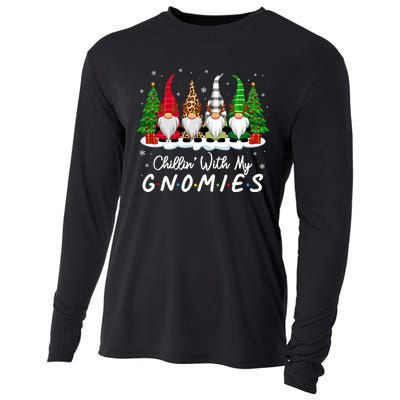 Chillin With My Gnomies Funny Christmas Family Friend Gnomes Cooling Performance Long Sleeve Crew