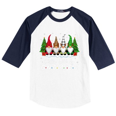 Chillin With My Gnomies Funny Christmas Family Friend Gnomes Baseball Sleeve Shirt