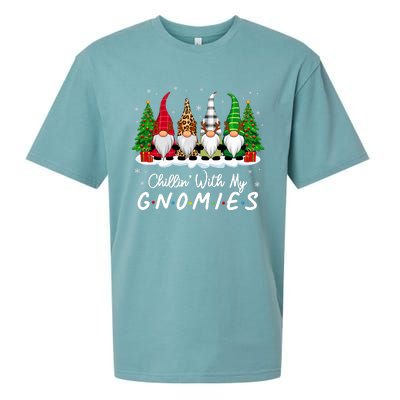 Chillin With My Gnomies Funny Christmas Family Friend Gnomes Sueded Cloud Jersey T-Shirt