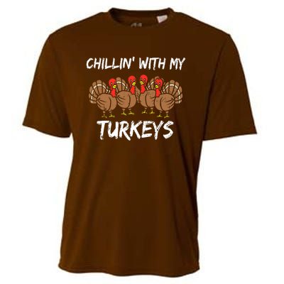 Chillin With My Turkeys Thanksgiving Family Boys Gift Cooling Performance Crew T-Shirt