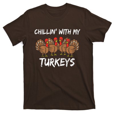 Chillin With My Turkeys Thanksgiving Family Boys Gift T-Shirt