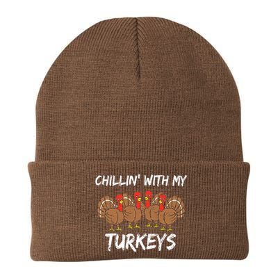 Chillin With My Turkeys Thanksgiving Family Boys Gift Knit Cap Winter Beanie