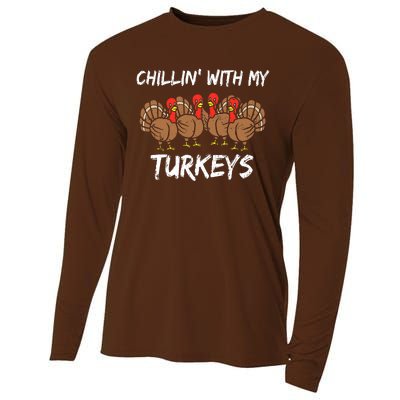 Chillin With My Turkeys Thanksgiving Family Boys Gift Cooling Performance Long Sleeve Crew