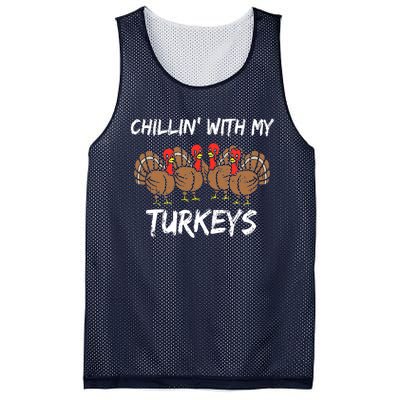 Chillin With My Turkeys Thanksgiving Family Boys Gift Mesh Reversible Basketball Jersey Tank