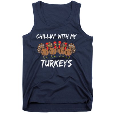 Chillin With My Turkeys Thanksgiving Family Boys Gift Tank Top