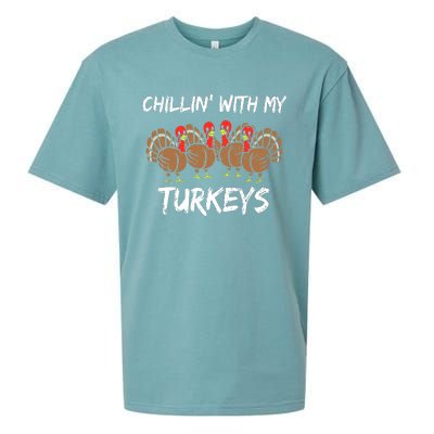 Chillin With My Turkeys Thanksgiving Family Boys Gift Sueded Cloud Jersey T-Shirt