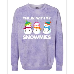 Chillin' With My Snowmies Gift Colorblast Crewneck Sweatshirt