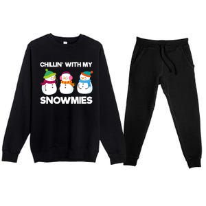 Chillin' With My Snowmies Gift Premium Crewneck Sweatsuit Set