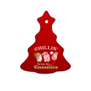 Chillin With My Gnomies Tropical Gnomes With A Flamingo Cute Gift Ceramic Tree Ornament