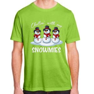 Chillin With My Snowmies Teacher Christmas Snowman Pajamas Adult ChromaSoft Performance T-Shirt