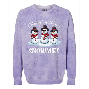 Chillin With My Snowmies Teacher Christmas Snowman Pajamas Colorblast Crewneck Sweatshirt