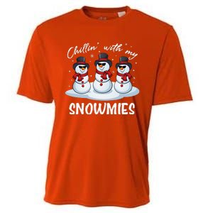 Chillin With My Snowmies Teacher Christmas Snowman Pajamas Cooling Performance Crew T-Shirt