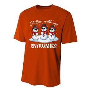 Chillin With My Snowmies Teacher Christmas Snowman Pajamas Performance Sprint T-Shirt