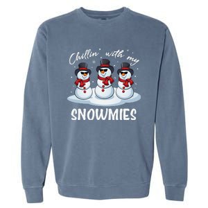 Chillin With My Snowmies Teacher Christmas Snowman Pajamas Garment-Dyed Sweatshirt