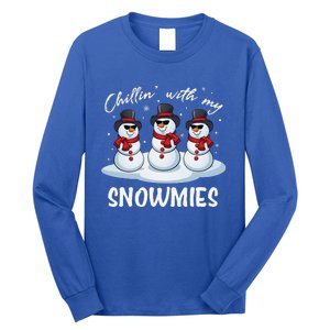 Chillin With My Snowmies Teacher Christmas Snowman Pajamas Long Sleeve Shirt