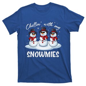 Chillin With My Snowmies Teacher Christmas Snowman Pajamas T-Shirt