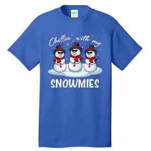 Chillin With My Snowmies Teacher Christmas Snowman Pajamas Tall T-Shirt