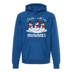 Chillin With My Snowmies Teacher Christmas Snowman Pajamas Premium Hoodie