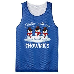 Chillin With My Snowmies Teacher Christmas Snowman Pajamas Mesh Reversible Basketball Jersey Tank