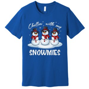 Chillin With My Snowmies Teacher Christmas Snowman Pajamas Premium T-Shirt