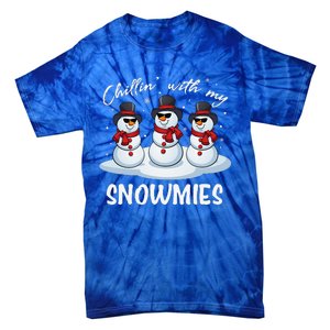 Chillin With My Snowmies Teacher Christmas Snowman Pajamas Tie-Dye T-Shirt