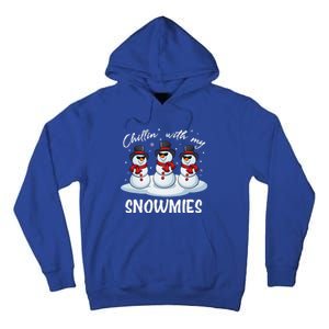 Chillin With My Snowmies Teacher Christmas Snowman Pajamas Tall Hoodie