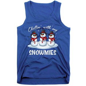 Chillin With My Snowmies Teacher Christmas Snowman Pajamas Tank Top