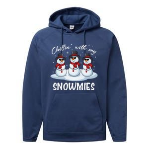 Chillin With My Snowmies Teacher Christmas Snowman Pajamas Performance Fleece Hoodie