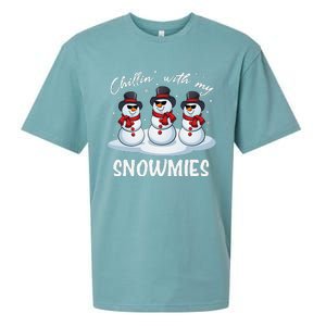 Chillin With My Snowmies Teacher Christmas Snowman Pajamas Sueded Cloud Jersey T-Shirt