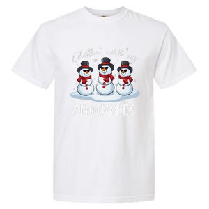 Chillin With My Snowmies Teacher Christmas Snowman Pajamas Garment-Dyed Heavyweight T-Shirt