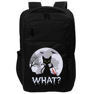 CAT WHAT Murderous Black Cat With Knife Halloween Costume Impact Tech Backpack