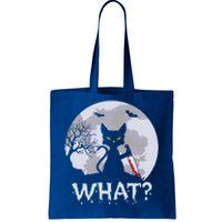 CAT WHAT Murderous Black Cat With Knife Halloween Costume Tote Bag