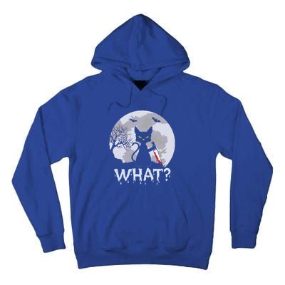 CAT WHAT Murderous Black Cat With Knife Halloween Costume Tall Hoodie