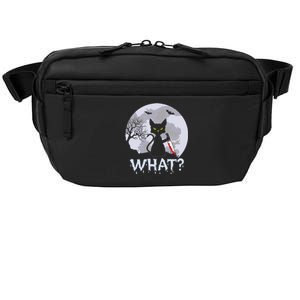 CAT WHAT Murderous Black Cat With Knife Halloween Costume Crossbody Pack