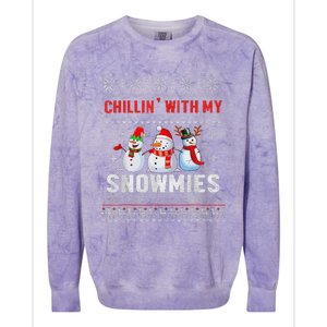 Chillin With My Snowmies Ugly Christmas Snowman Funny Colorblast Crewneck Sweatshirt